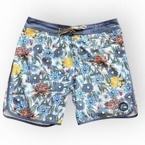 Quiksilver BoardShorts Mens 36 Floral High Line 4 Way Stretch 9" inseam Mens